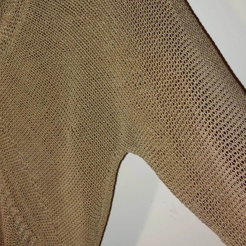 Crea Concept Asymmetrical Long Sleeves Cropped Mesh Blouse Brown Sz 38 Eu/ M